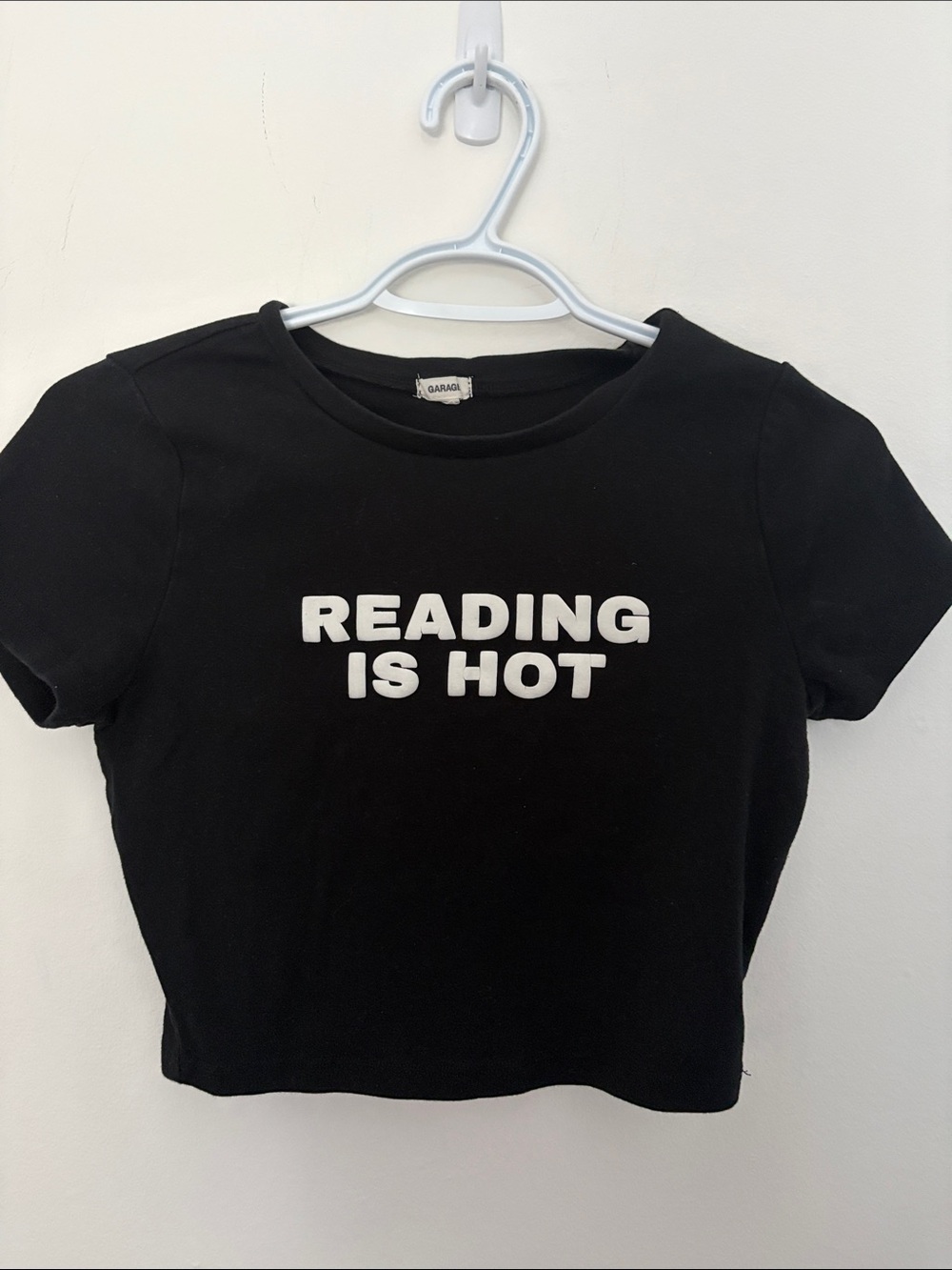 Reading Is Hot Black Graphic Crop Tee